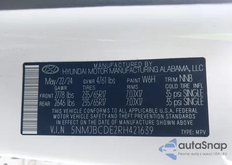 2024 Hyundai Tucson Sel from USA, damaged, VIN 5NMJBCDE2RH421639